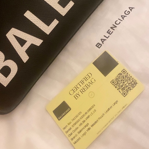 BALENCIAGA Women’s Cash Large Pouch With handle in Black/White - Picture 4 of 4